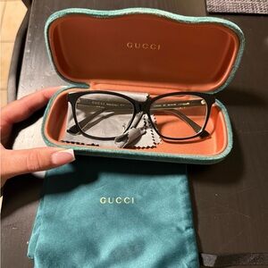Gucci Black Glasses with Teal Case